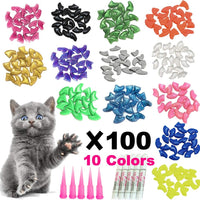 YMCCOOL - 100 tapones para uñas de gato, para mascotas, gatos, gatitos, garras suaves, para controlar las patas de 10 tapones de uñas y 5 pegamentos, 5 aplicadores con instrucciones (idioma español no garantizado) - BESTMASCOTA.COM