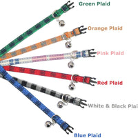 BWOGUE Collar para gato con campana – 6 paquetes de colores clásicos a cuadros, collares de seguridad ajustables para cachorro de gatito - BESTMASCOTA.COM