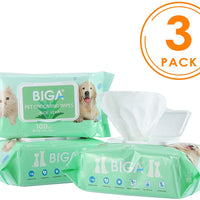 Toallitas desodorizantes hipoalergénicas para mascotas con fragancia, orgánicas naturales y antibacterianas para la limpieza de los ojos de la cara, las orejas, las patas de los dientes, 100 unidades por paquete - BESTMASCOTA.COM