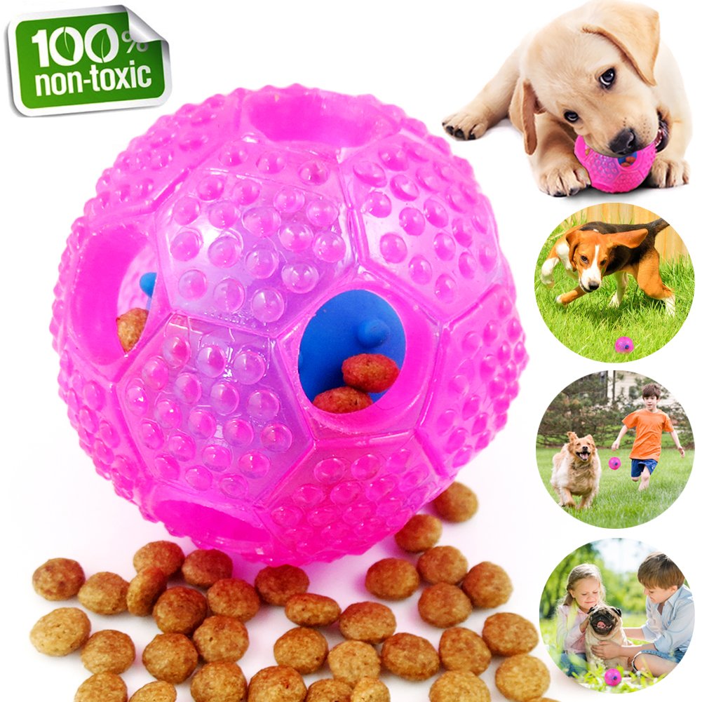 CHLEBEM Juguetes interactivos para perro, juguete para masticar para perros pequeños y medianos, dispensador de alimentos IQ Treat, puzle para cachorros y mascotas, bola de goma resistente y duradera, mejor limpieza de bolas de dientes para perros (azul) - BESTMASCOTA.COM