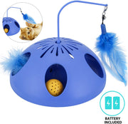 Juguetes interactivos para gatos Wingpet – Juguete automático para gato y ejercitador para gatitos con varita de plumas, pluma giratoria y pista de bolas de gato, ideal para el entretenimiento de gatos, entrenamiento o caza - BESTMASCOTA.COM