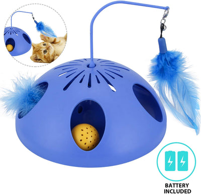 Juguetes interactivos para gatos Wingpet – Juguete automático para gato y ejercitador para gatitos con varita de plumas, pluma giratoria y pista de bolas de gato, ideal para el entretenimiento de gatos, entrenamiento o caza - BESTMASCOTA.COM