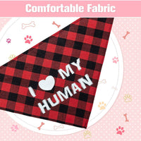 PUPTECK Valentine's Day Dog Bandana - 2 Pack Sweet Plaid Triangle Bibs Scarf Accessories for Dogs Cats Pets, I Love My Human, Happy Valentine's Day, Super Soft Scarf, Red and Pink - BESTMASCOTA.COM