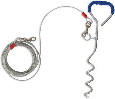 Estaca de giro fácil con cable de atado de 20 pies, color azul, de Petmate (0.35 por 18 pulgadas) - BESTMASCOTA.COM