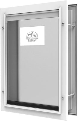 Hakuna Pets Deluxe puerta de aluminio para perros y gatos con panel de bloqueo para pantallas, puertas y paredes de hasta 2.8 in de grosor - BESTMASCOTA.COM