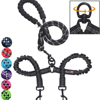 tobeDRI - Correa para perro doble, cómoda, sin enredos, con amortiguación elástica, reflectante, 2 correas para perros grandes, medianos y pequeños - BESTMASCOTA.COM