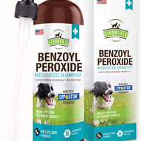 Benzoyl Peroxide Champú para Perros, Gatos, Sulfur - 16 oz - Champú Medicado para Perros Smelly, Anti Itch Dry Skin Allergy Treatment, Folliculitis, Seborrea, Dermatitis, Caspa, Infección, Mange - BESTMASCOTA.COM