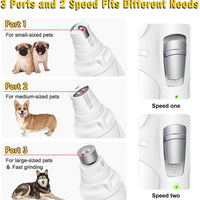 Molinillo de uñas para perro, 2 velocidades, eléctrico, cortaúñas para perros, cortaúñas para perros, mascotas, mascotas, sin dolor, 2 ruedas de molienda - BESTMASCOTA.COM