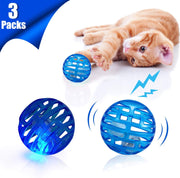 Gejoy - Juego de 3 pelotas de gato con luz intermitente y campana eléctrica interactiva, para exteriores, divertido, gato, gatito, movimiento, juguetes - BESTMASCOTA.COM