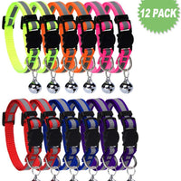 Cat Breakaway Collars Set 12 pcs con Bell Correa reflectante y hebilla de seguridad ajustable, 8 – 12" - BESTMASCOTA.COM