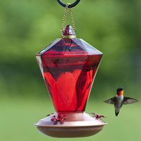 Madera Link Hummingbird Feeder Ruby vidrio Diamond, 1, Beige - BESTMASCOTA.COM