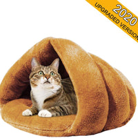 Mojonnie - Cama de gato con forro polar suave para calentar y calentar con forma de triángulo para gatos, invierno, mascotas - BESTMASCOTA.COM