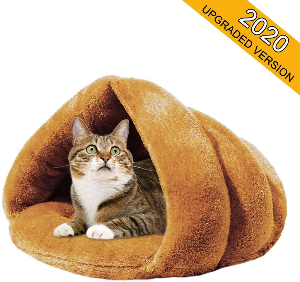 Mojonnie - Cama de gato con forro polar suave para calentar y calentar con forma de triángulo para gatos, invierno, mascotas - BESTMASCOTA.COM