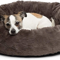Best Friends by Sheri Lux Fur Donut Cuddler (varios tamaños) - Cama redonda para gatos y perros, alivio ortopédico, autocalentamiento y acogedor para un sueño mejorado, Prime, lavable a máquina, parte inferior resistente al agua, LUX - BESTMASCOTA.COM