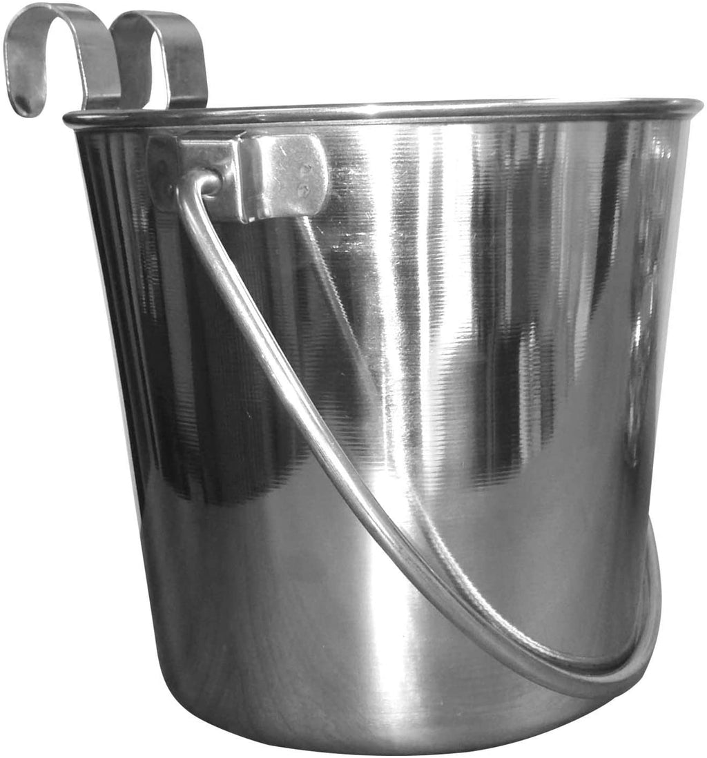 QT cubeta de acero inoxidable con ganchos de perro plana cara, 4 Quart - BESTMASCOTA.COM