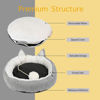 Cama redonda para cachorros y perros pequeños/cama lavable de 18,5 pulgadas con parte inferior impermeable y manta gratis - BESTMASCOTA.COM