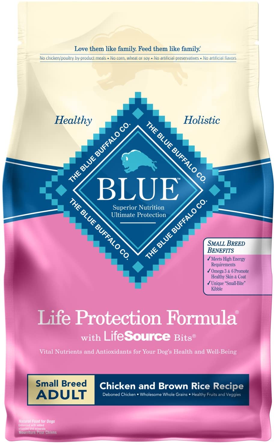 Blue Buffalo Life Protection Formula Small Breed Dog Food – Natural Dry Dog Food for Adult Dogs – Chicken and Brown Rice – 15 lb. Bag - BESTMASCOTA.COM