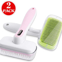 Ylong - Juego de brochas de aseo para mascotas y cepillo de masaje para perros y gatos, fácil de limpiar, herramientas de aseo para pelo largo a pelo corto (2 unidades, rosa y verde) - BESTMASCOTA.COM
