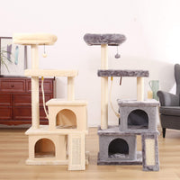 PAWZ Road Árbol para gatos de varios niveles y lujosas torres para gatos de 50.0 in con 2 condominios, espaciosas perchas, poste para rascar, bolas colgantes y rampa - BESTMASCOTA.COM