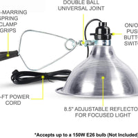 Simple Deluxe - Bombilla de repuesto de cerámica infrarroja de 100 W y abrazadera de 150 W con reflector de aluminio de 8.5 in y controlador digital de termostato de 40 – 108 °F para mascotas anfibias - BESTMASCOTA.COM