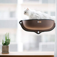 K&H Pet Products EZ - Alféizar para ventana o puerta, se monta prácticamente en cualquier ventana de cristal o puerta, color marrón, 27 x 11 x 6 pulgadas - BESTMASCOTA.COM
