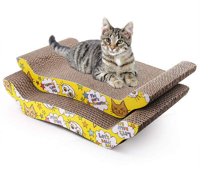 Rascador de gato de cartón con gato, reciclaje corrugado rascador almohadilla reversible de repuesto rascador almohadilla salón sofá cama (2 unidades) - BESTMASCOTA.COM