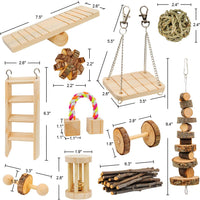 AK KYC Hamster Toys 11 Pack Guinea Pig Wooden Chinchilla Bunny Chews Toys Natural Molar Wooden for Teeth - BESTMASCOTA.COM