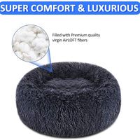 FOCUSPET Cama para perro o gato, cama para mascotas de piel sintética, redonda, cómoda, tamaño de 23 pulgadas y 30 pulgadas, cama ultra suave y calmante para perros y gatos, cama con cojín para dormir de auto calentamiento interior - BESTMASCOTA.COM