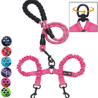 tobeDRI - Correa para perro doble, cómoda, sin enredos, con amortiguación elástica, reflectante, 2 correas para perros grandes, medianos y pequeños - BESTMASCOTA.COM