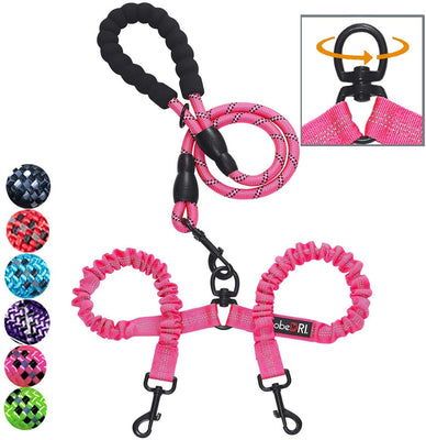 tobeDRI - Correa para perro doble, cómoda, sin enredos, con amortiguación elástica, reflectante, 2 correas para perros grandes, medianos y pequeños - BESTMASCOTA.COM