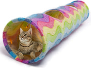 Luckitty - Túnel plegable con pelotas de peluche, para mascotas pequeñas, conejos, gatitos, hurones, cachorros y perros - BESTMASCOTA.COM