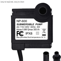 Bomba de agua sumergible para estanque VicTsing 80 GPH, acuario, bomba de agua Hidroponico con 5.9 pies, cable de alimentación. - BESTMASCOTA.COM