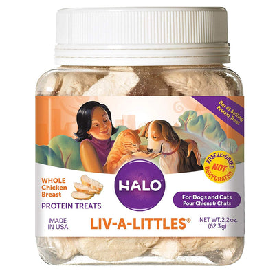 Halo Liv-A-Littles Grain Free Natural Dog Treats & Cat Treats, Freeze Dried Chicken Breast, 2.2 onzas - BESTMASCOTA.COM