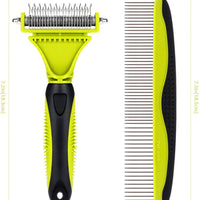 Pecute - juego de herramientas y peine desenredante. Hoja doble, peine tipo rastrillo + cepillo para acicalar. Remueve pelo de la capa inferior, nudos, marañas y pelo enredado - BESTMASCOTA.COM