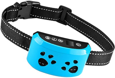 TOTIE Collar de corteza para perro – 7 niveles de sensibilidad e intensidad ajustables, modos de resistencia duales, recargable, resistente a la lluvia, reflectante, sin control de ladridos para perros pequeños, medianos y grandes., s, Azul - BESTMASCOTA.COM