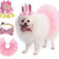 Legendog - Accesorio para fiesta de cumpleaños de perro, sombrero de cumpleaños con letras, falda tutú para perro, pajarita, lindo vestido de cumpleaños para perro, disfraz de cumpleaños para perros pequeños - BESTMASCOTA.COM