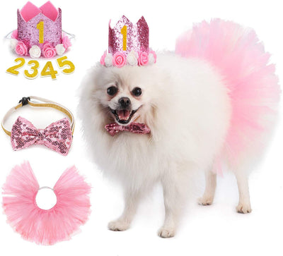 Legendog - Accesorio para fiesta de cumpleaños de perro, sombrero de cumpleaños con letras, falda tutú para perro, pajarita, lindo vestido de cumpleaños para perro, disfraz de cumpleaños para perros pequeños - BESTMASCOTA.COM