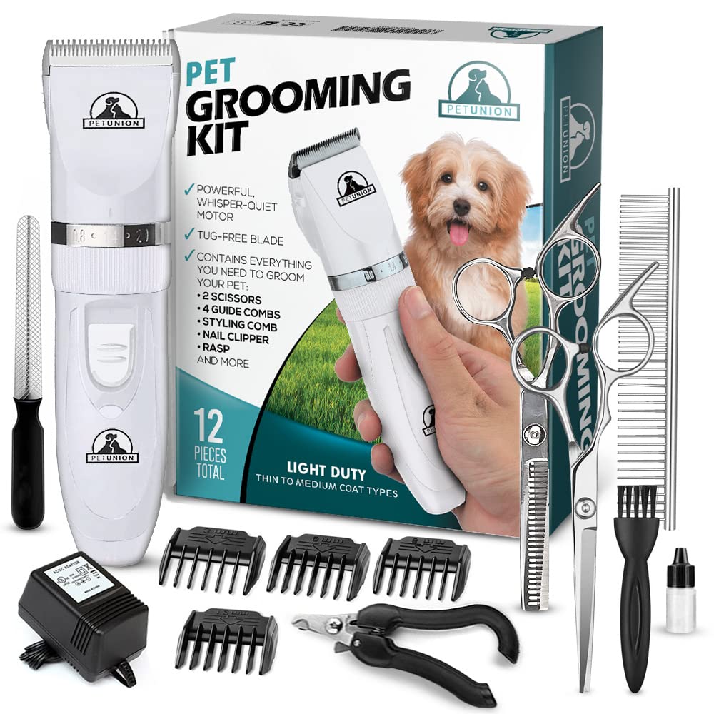 Pet Union Professional Dog Grooming Kit Rechargeable Cordless Pet Grooming Clippers Complete Set of Dog Grooming Tools. Low Noise Suitable for Dogs Cats and Other Pets BESTMASCOTA.COM