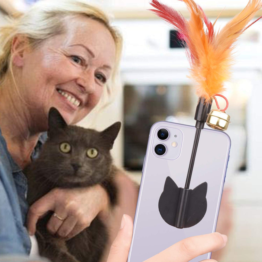 Yisilin Selfie Cat, gato selfie stick con divertido pluma Teaser para atraer la atención de gato, reutilizable y extraíble, libre de daños, compatible con todos los modelos de iPhone Sumsung Google Huawei Smartphone Tablet - BESTMASCOTA.COM