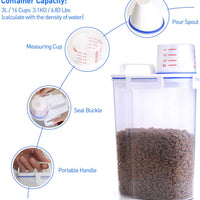 Kytely Airtight Pet Food Storage Container, Small Dog Food Container with Measuring Cup, Cat Food Container with Pour Spout, 4 Seal Buckles Food Dispenser for Regular Food, Dogs, Cats, Birds - BESTMASCOTA.COM