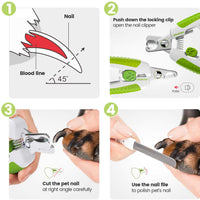 Cortaúñas para perros IOKHEIRA profesional con protector de seguridad para evitar sobrecortes, lima de uñas y interruptor de bloqueo, herramientas profesionales de aseo con asas resistentes antideslizantes - BESTMASCOTA.COM