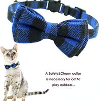 Collar de gato con capucha y pajarita, diseño a cuadros ajustable de seguridad Kitty Kitten Collares (6.8-10.8in) - BESTMASCOTA.COM