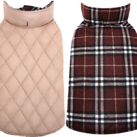 MIGOHI Dog Jackets for Winter Windproof Waterproof Reversible Dog Coat for Cold Weather British Style Plaid Warm Dog Vest for Small Medium Large Dogs - BESTMASCOTA.COM