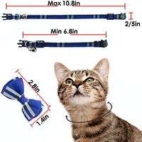 Collar de gato con capucha y pajarita, diseño a cuadros ajustable de seguridad Kitty Kitten Collares (6.8-10.8in) - BESTMASCOTA.COM