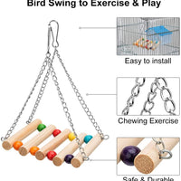 8 Packs Bird Parrot Swing Hanging Toy,Natural Wood Bell Bird Cage Toys for Parrots, Parakeets, Cockatiels, Conures, Finches,Budgie,Parrots, Love Birds, Australian Parrot, Small Birds - BESTMASCOTA.COM