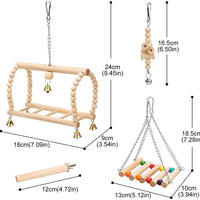 8 Packs Bird Parrot Swing Hanging Toy,Natural Wood Bell Bird Cage Toys for Parrots, Parakeets, Cockatiels, Conures, Finches,Budgie,Parrots, Love Birds, Australian Parrot, Small Birds - BESTMASCOTA.COM