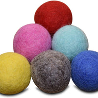 Comfy Pet Supplies - Juego de 6 bolas de fieltro de lana 100% para gatos y gatitos, hechas a mano, coloridas bolas de lana ecológicas para gatos - BESTMASCOTA.COM