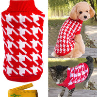 Mascota Suéter Prendas de punto para perros & gatos elegante Cálido Knitted Turtleneck Houndstooth - BESTMASCOTA.COM