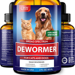 WOWPAW DEW0RMER para perros y gatos (2 onzas) – Hecho en Estados Unidos – Tratamiento Wòrm para mascotas – Mezcla natural potente contra gusano batido, Hookwòrm, Roundwòrm & Tapewòrm – Mascotas mayores, gatitos y cachorros Dewòrmer - BESTMASCOTA.COM