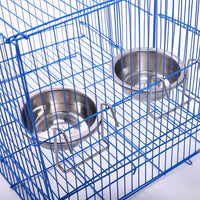 qbleev [2 Pack] tazas cuencos de comida y agua colocado en jaula de pájaros, comedero de acero inoxidable plato con gancho de alambre para loros animales pequeños gallinero conejo pinzones 4.33" L1.4 W - BESTMASCOTA.COM